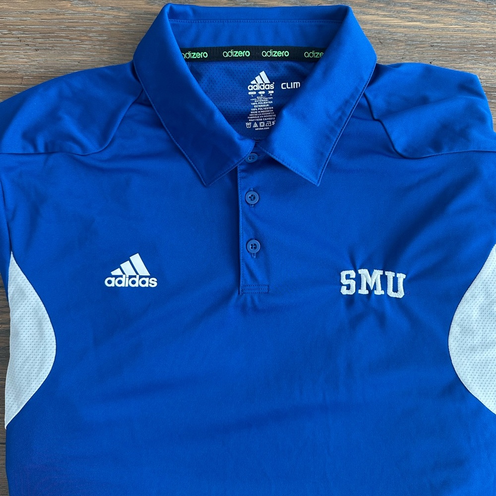 Adidas SMU Embroidered Men's Royal Blue‎ Polo Size L Gently Worn